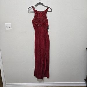 NWT Papell Boutique Hand Beaded Red   Evening Gown Size 12